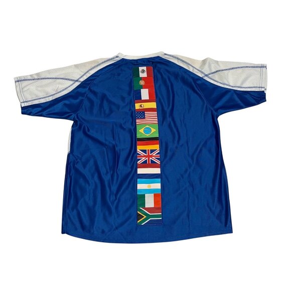 Hard Rock Cafe Blue Soccer Jersey Top Global Flag Design Large Live Love Play - Picture 4 of 10